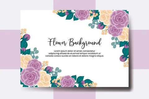 Wedding banner flower background, Digital watercolor hand drawn Rose Flower.. Stock Illustration