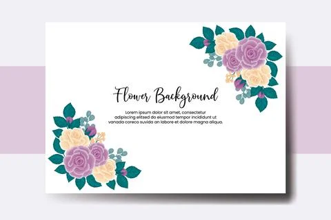 Wedding banner flower background, Digital watercolor hand drawn Rose Flower.. Stock Illustration