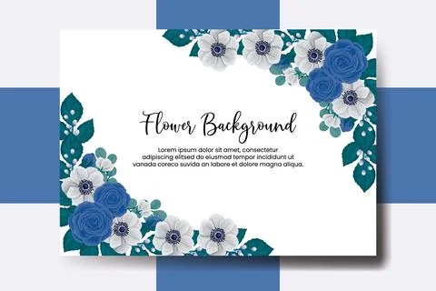 Wedding banner flower background, Digital watercolor hand drawn Blue Rose F.. Illustrazione stock