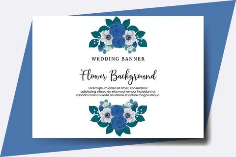 Wedding banner flower background, Digital watercolor hand drawn Blue Rose F.. Illustrazione stock