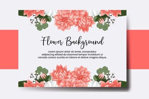 Wedding banner flower background, Digital watercolor hand drawn Dahlia Flow.. Stock Illustration