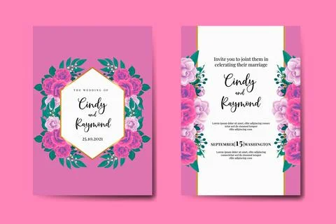 Wedding banner flower background, Digital watercolor hand drawn Rose Flower.. Stock Illustration