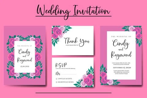 Wedding banner flower background, Digital watercolor hand drawn Rose Flower.. Stock Illustration