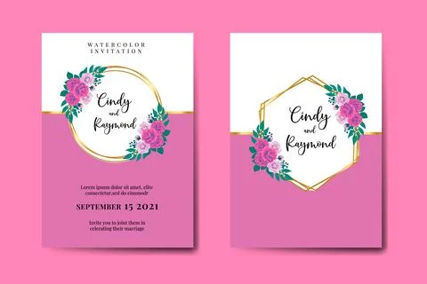 Wedding banner flower background, Digital watercolor hand drawn Rose Flower.. Stock Illustration