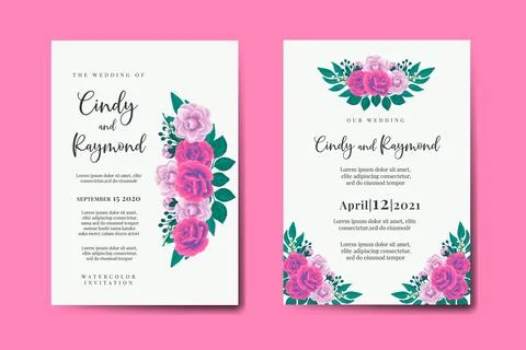 Wedding banner flower background, Digital watercolor hand drawn Rose Flower.. Stock Illustration