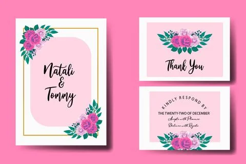 Wedding banner flower background, Digital watercolor hand drawn Rose Flower.. Illustrazione stock
