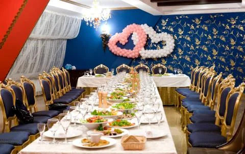 Wedding banquet table Stock Photos