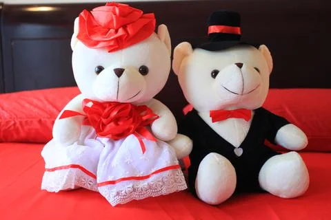 Wedding Bear Doll Stock-Fotos