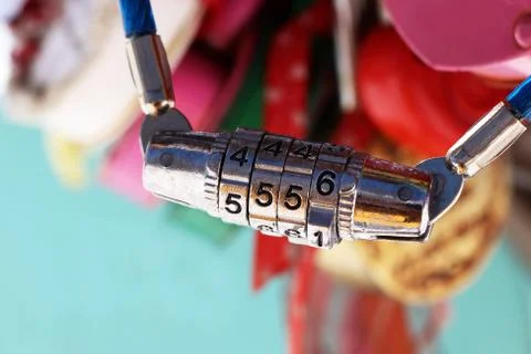 Wedding beautiful lock with digital code 스톡 사진