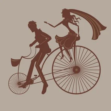 Wedding bicycle Stock Illustration
