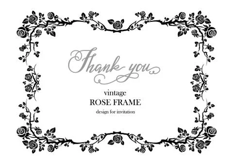 Wedding Black frame of roses Stock Illustration