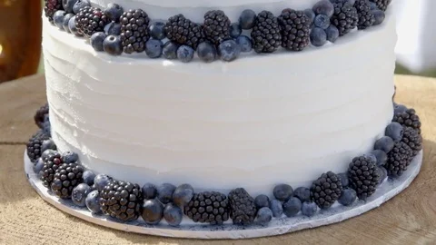 Wedding blueberry cake Stock Footage 81044471