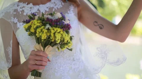 Wedding bouquet of the bride Stock Footage 53057798