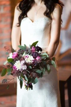 Wedding bouquet in bride's hands 스톡 사진