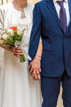 Wedding bouquet at bride's hands Foto stock