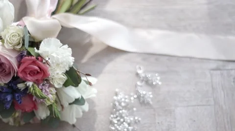 Wedding bouquet on the floor Stock Footage 65326554