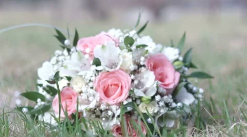 Wedding Bouquet On The Grass Stock Footage 50320021