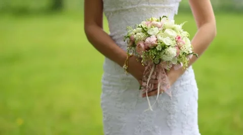Wedding bouquet in hands of the bride 動画素材 50223353