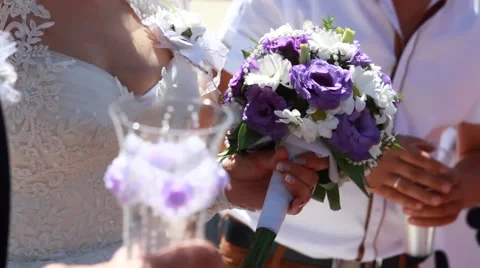 Wedding bouquet in hands of the bride Stock Footage 51446565