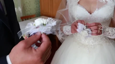 Wedding bouquet in hands of the bride Stock Footage 51446588