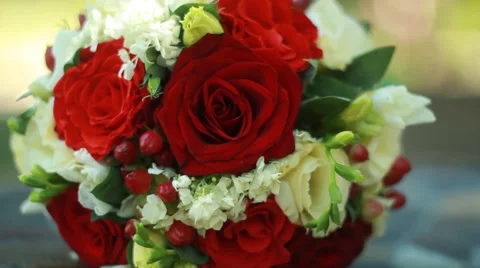 Wedding bouquet in hands of the bride Stock Footage 51573840