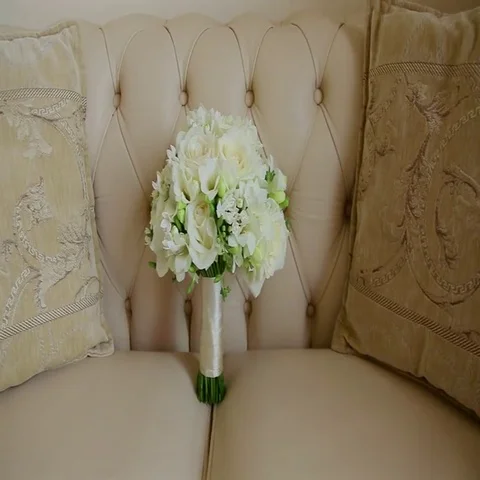 Wedding Bouquet on Luxury Sofa Stock Footage 69544973