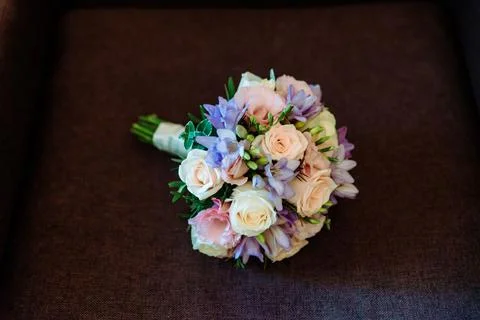 Wedding bouquet made of white roses Stock Photos