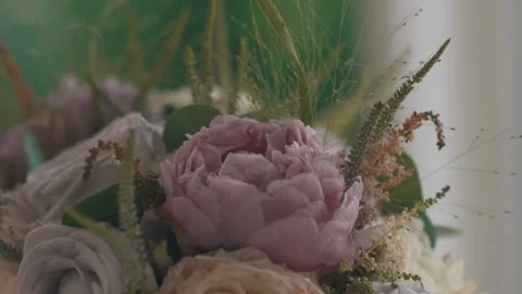 Wedding bouquet placed in a vase Stock Footage 130858320
