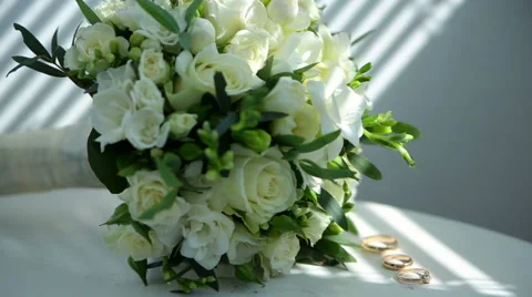 Wedding bouquet with rings Stock Footage 63569362