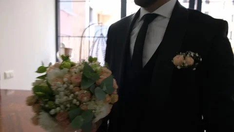 Wedding bouquet on the table 4 Stock Footage 315417619