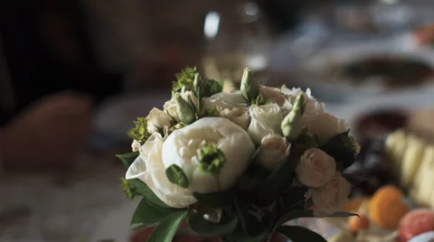 Wedding bouquet on the table Stock Footage 59111658