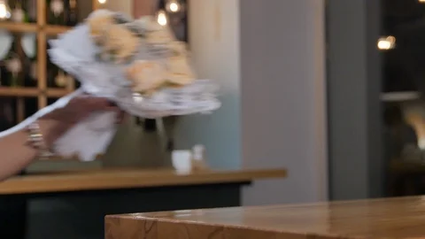 Wedding Bouquet on the Table Stock Footage 123512755