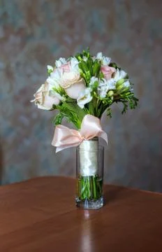 Wedding bouquet on the table Photos