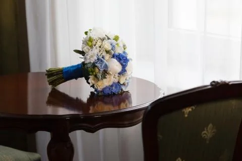 Wedding bouquet table Stock Photos