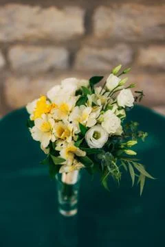 Wedding bouquet on a table Stock Photos