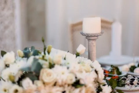 Wedding bouquet on table	 Stock Photos