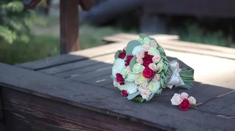 Wedding bouquet on the well Stock Footage 59834831