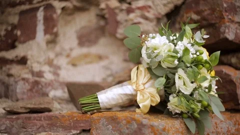 Wedding bouquet which is driven by the wind Stock Footage 76053704