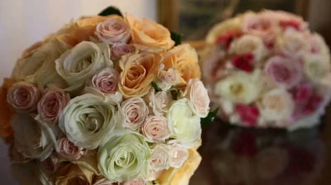 Wedding bouquets on the table Stock Footage 40742683