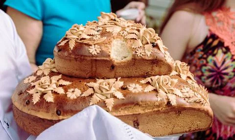 Wedding bread - loaf (cake). Wedding bread. Stock Photos