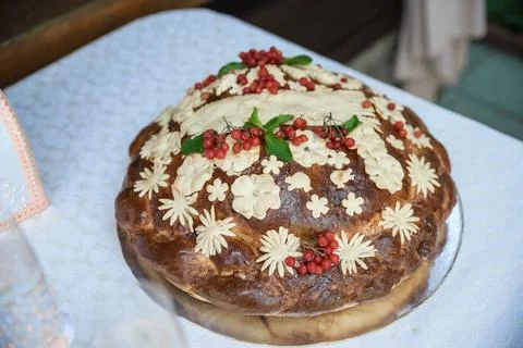 Wedding bread - loaf (cake). Wedding bread. Stock Photos