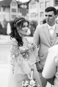 Wedding bread loaf with voluminous twisted pigtails Foto stock