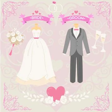 Wedding Bride and groom elements Stock Illustration
