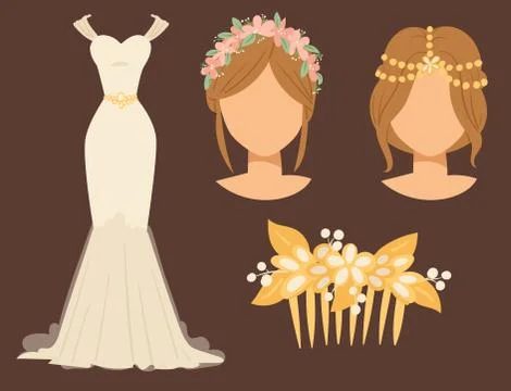 Wedding bride dress accessory vector celebration illustration fashion bridal Stock Illustration