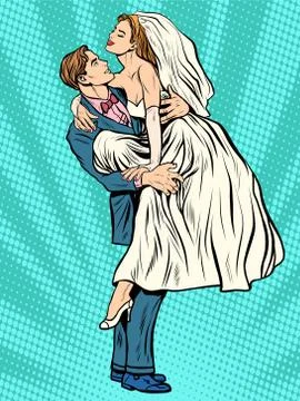 Wedding bride hands the groom Stock Illustration