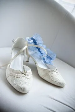 Wedding bride shoes Stock Photos