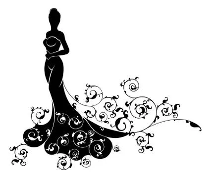 Wedding Bride Silhouette 스톡 일러스트