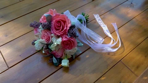 Wedding - bride's bouquet Stock Footage 148092418