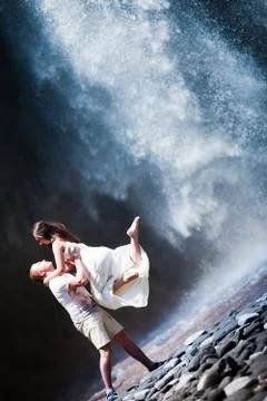 Wedding brides jump 스톡 사진