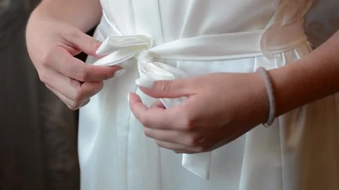 Wedding - bride's robe Stock Footage 148092420